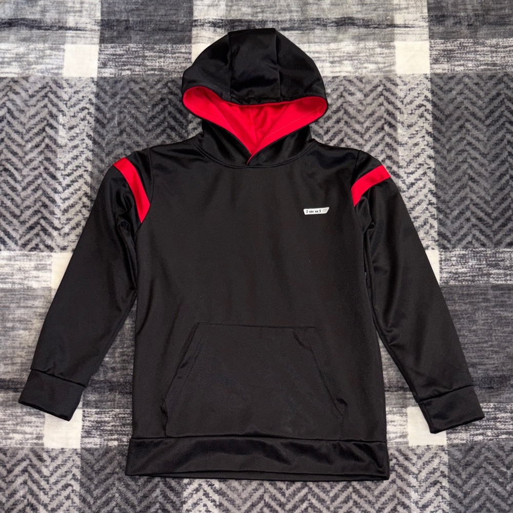Hind Black Hoodie with Red Accents for Kids